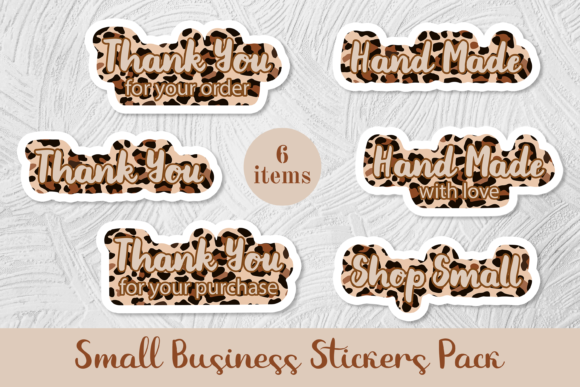 Download 6 Small Business Stickers Pack, Leopard - Premium Bundle