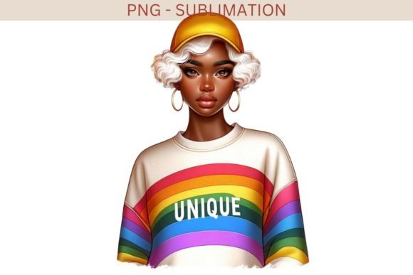Download Unique Afro Girl, Rainbow Sticker, Black - Sticker Collection