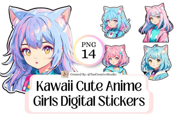 Download Kawaii Cute Anime Girls Digital Stickers - Sticker Collection