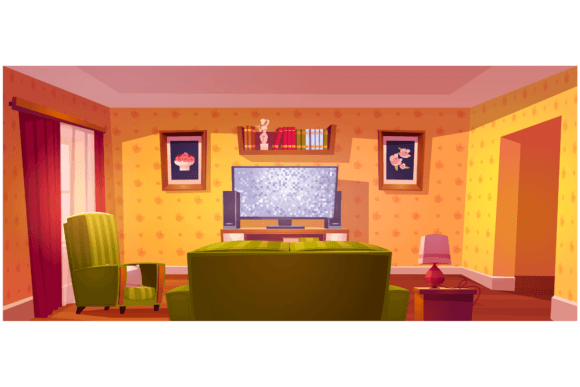 Download Living Room Interior with Sofa, Tv - Living Collection