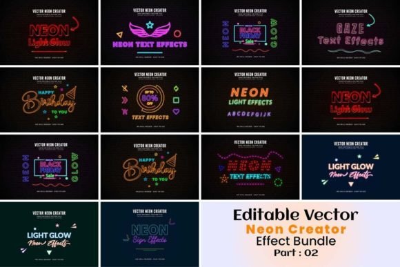 Download Vector Neon Creator Editable Effect - Neon creator Collection
