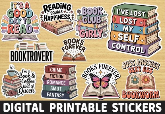 Download Retro Reading Book Lover Quote Stickers - Sticker Collection
